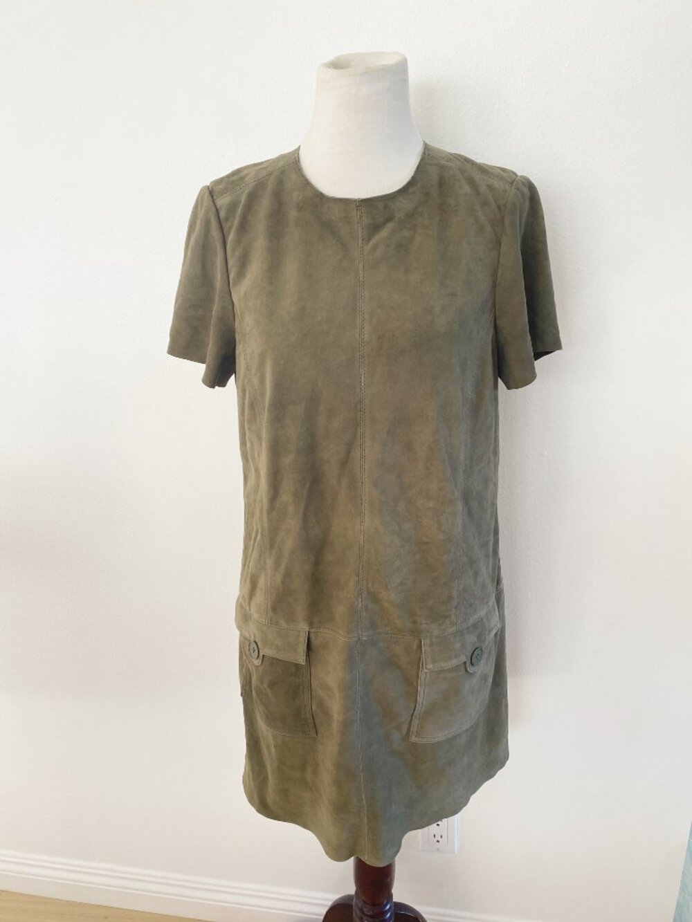 NWT $648 Cartolina Madison Suede Dress Green
